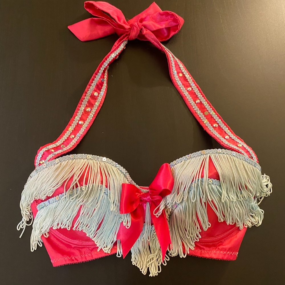 Trashy Lingerie Custom Pink and Blue Burlesque Girl Party Bra
